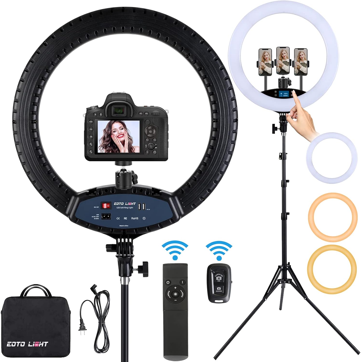 EOTO LIGHT 19-inch LED ring light with tripod